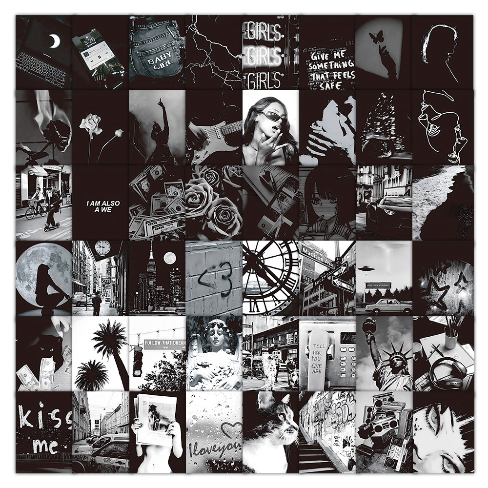 Commercial Printing Paper - Black & White Aesthetic Wall Collage
