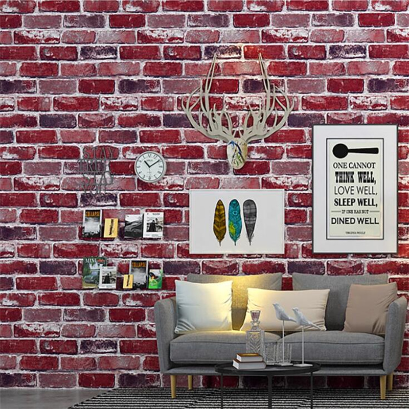 Commercial Wallpaper Printing - Vintage Red Brick Wallpaper Self-Adhesive Waterproof